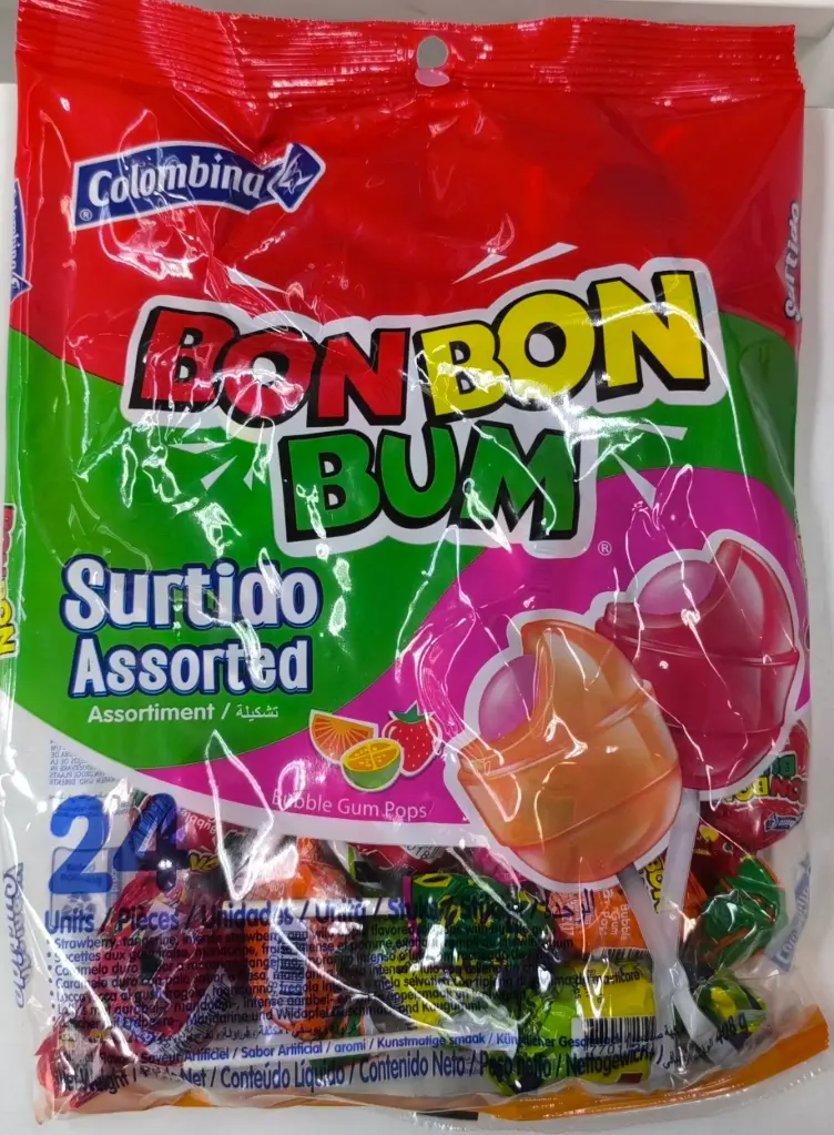 Chupeta Bon Bon Bum Surtido Bolsa x 24 un