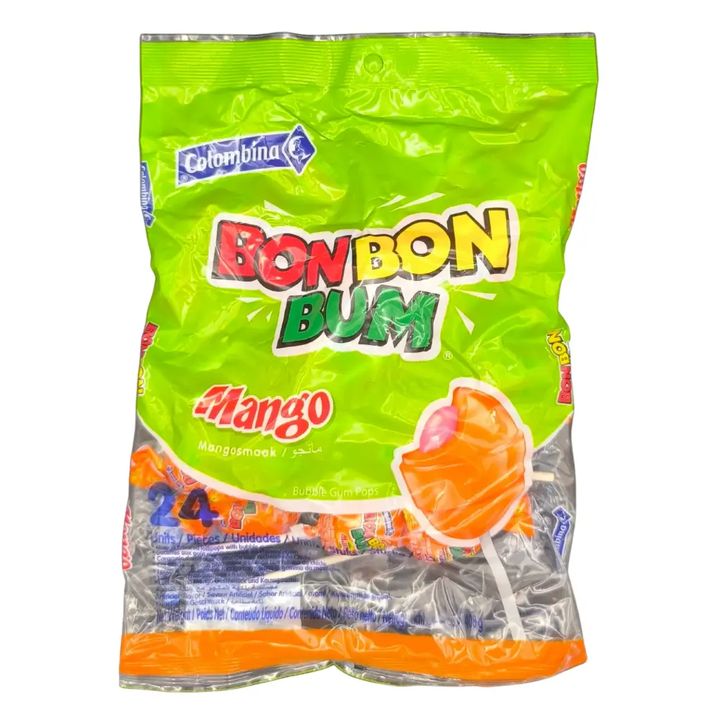 Chupeta Bon Bon Bum Mango Bolsa x 24 un