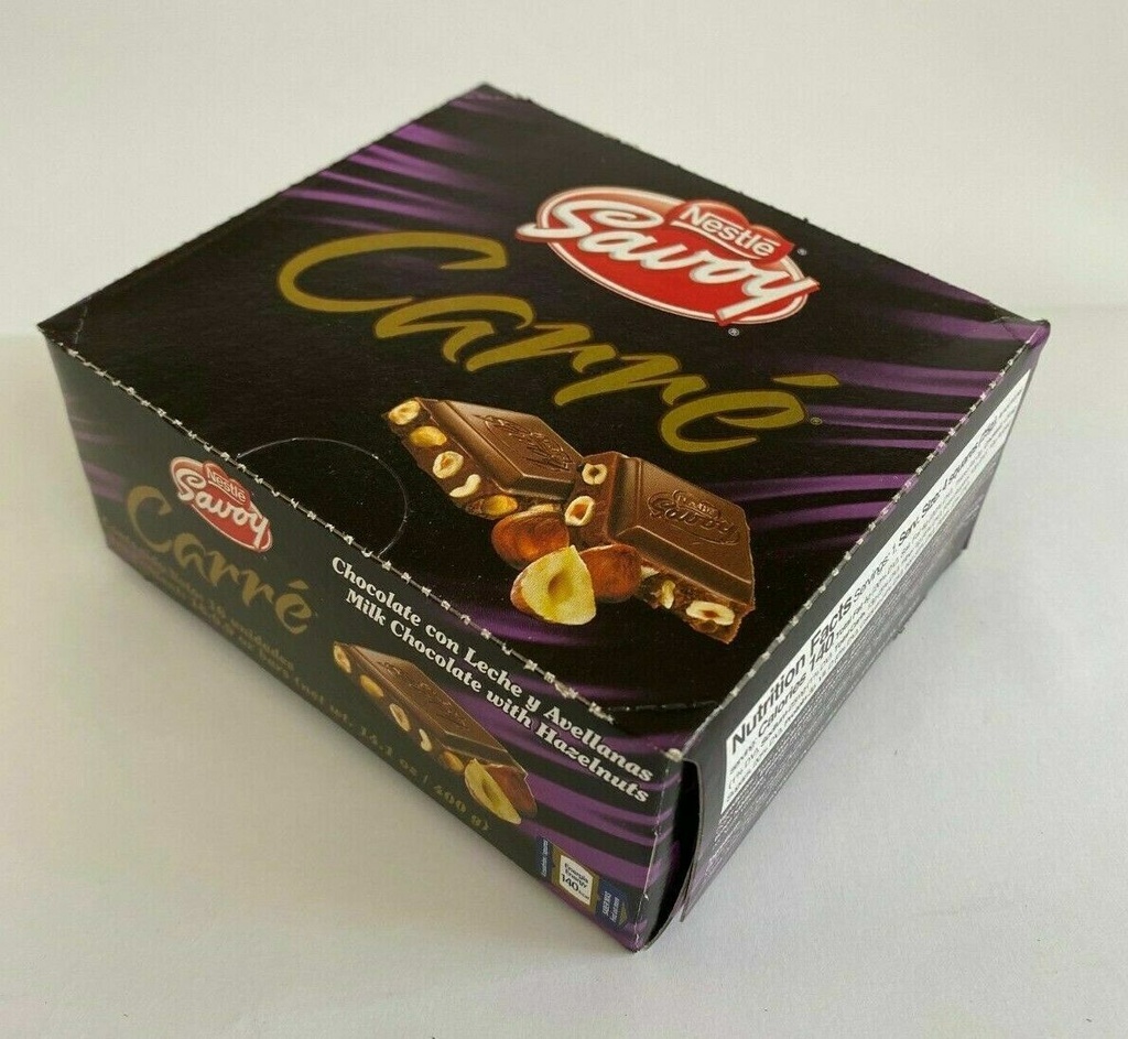 Chocolate Carré con Avellanas Savoy Caja 16 un x 25gr - El placer gourmet de Venezuela