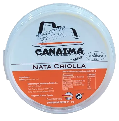 Nata Criolla Tarrina Canaima 250 ml