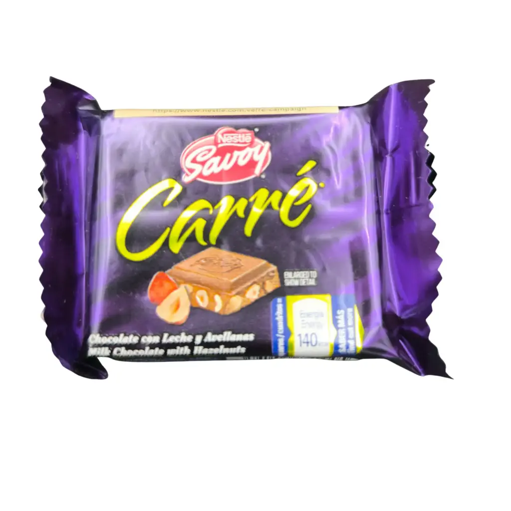 Chocolate Carré con Avellanas Savoy (25g) - El placer gourmet de Venezuela